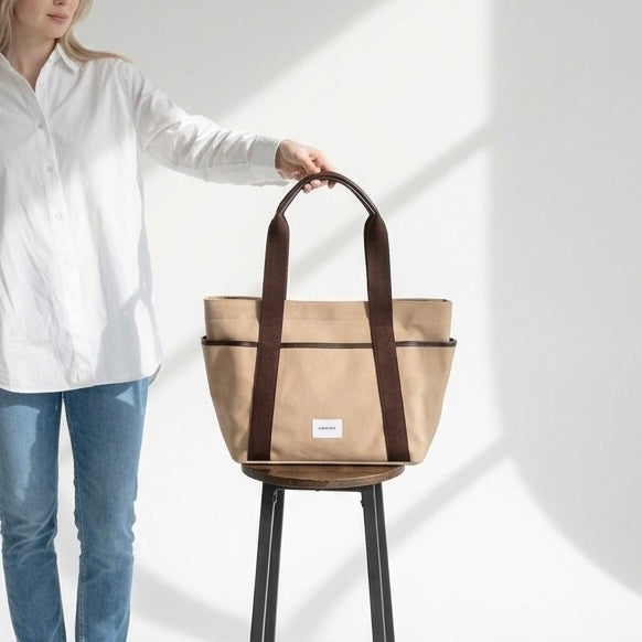 layered canvas tote L