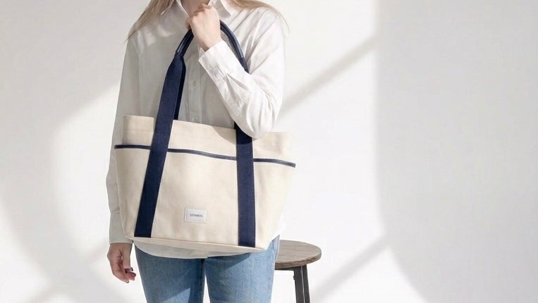 layered canvas tote L