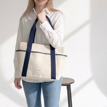 layered canvas tote L